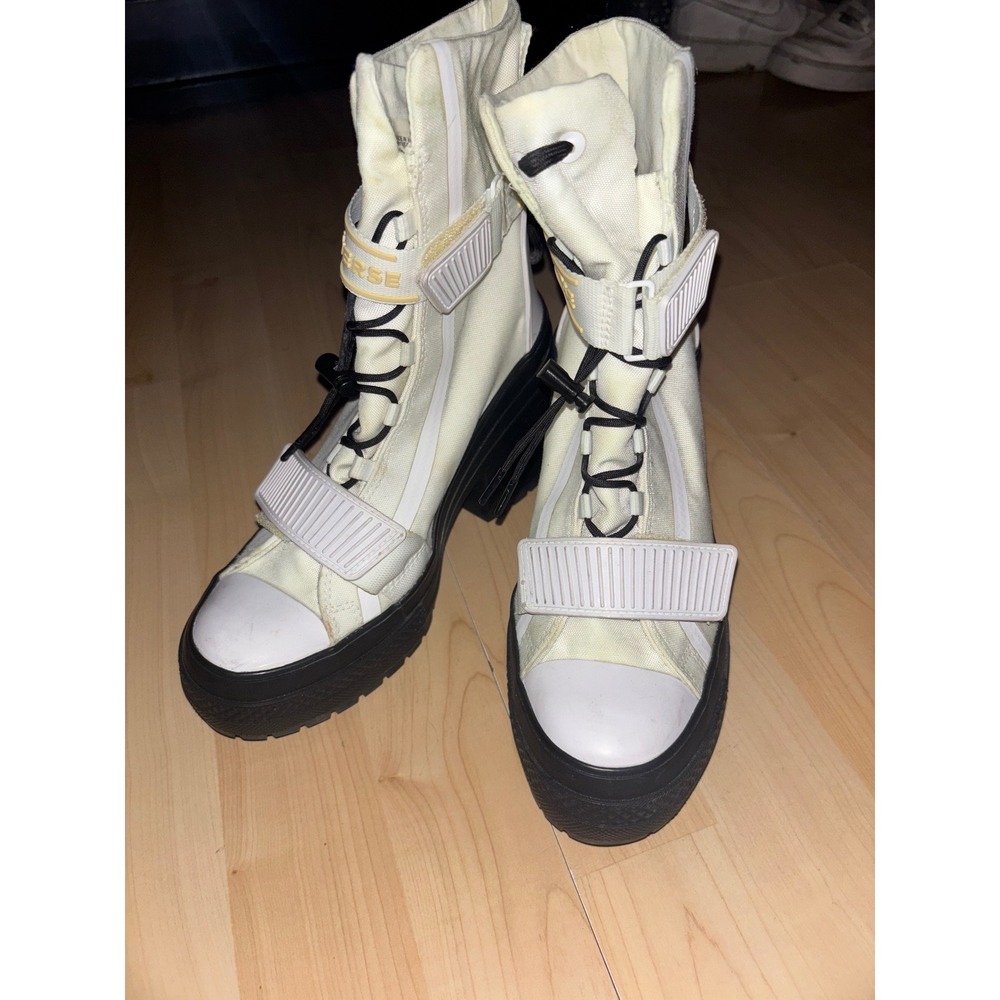 Converse Chuck Taylor All Star GR82 Canvas Platform Heel Boots Black White Size7